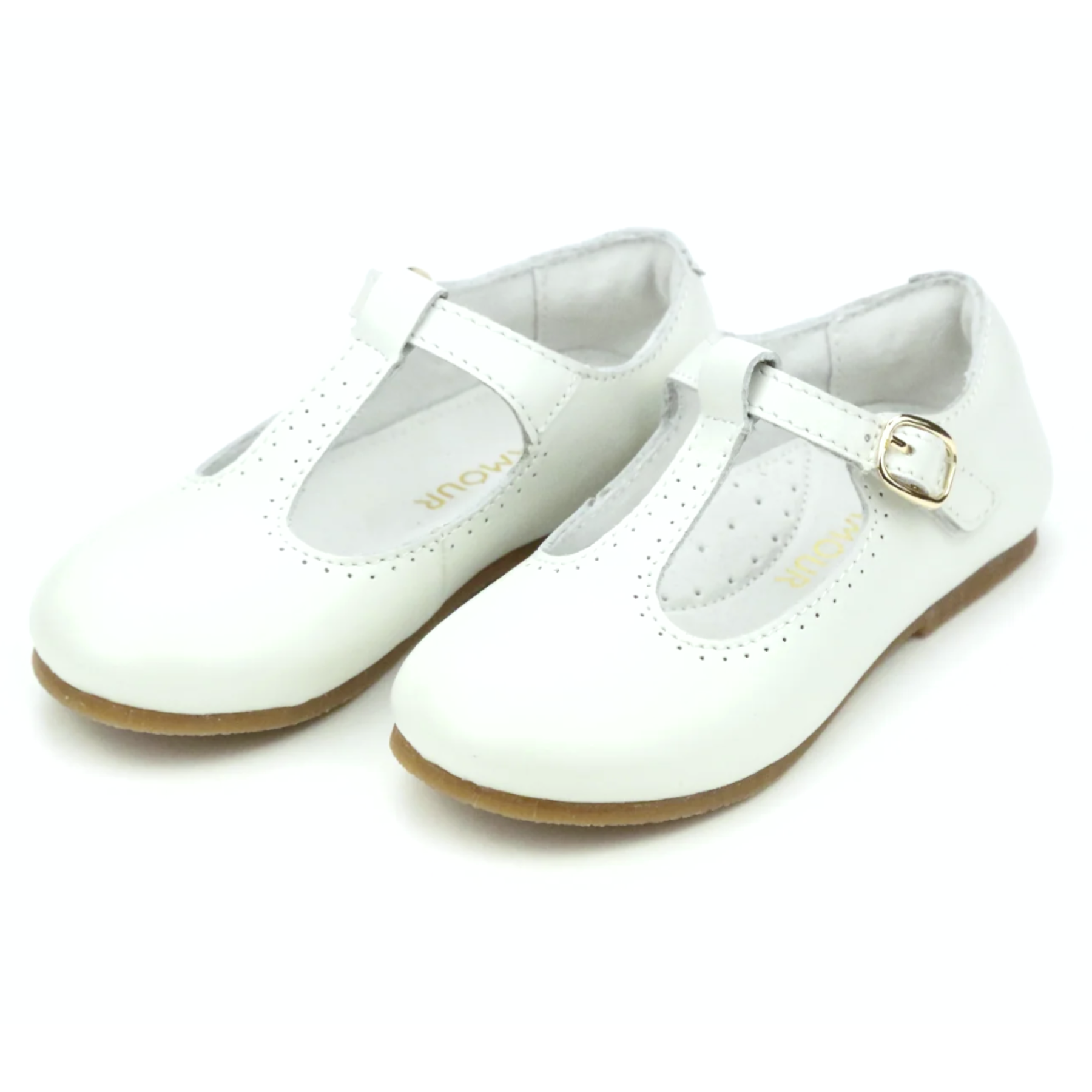 ELEANOR T-BAR FLAT PEARL WHITE | L'Amour
