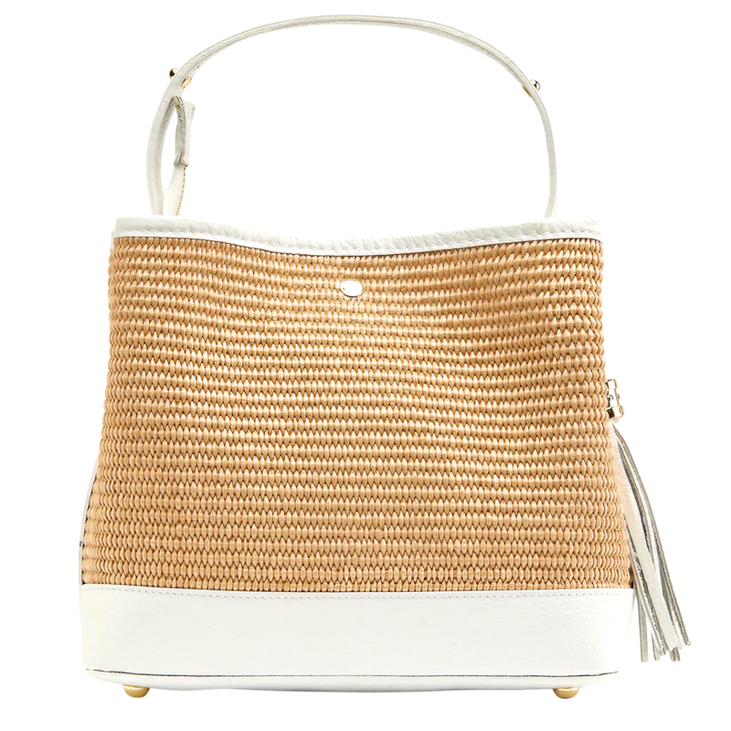 THE WOVEN BAG WHITE LEATHER & RAFFIA
