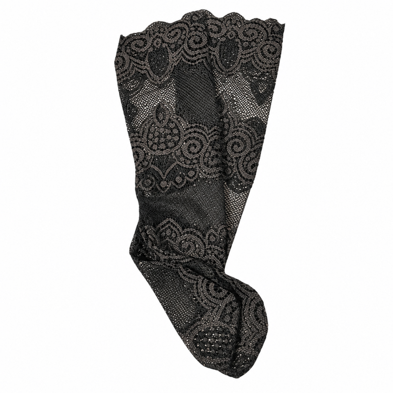 Charcoal Black Geometric Full Lace Socks