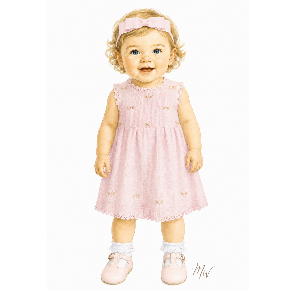 THE BLUSH BLOOMS | Baby Girl Embroidered Pima Knit Dress Ensemble | Nº 3 Baby & Child