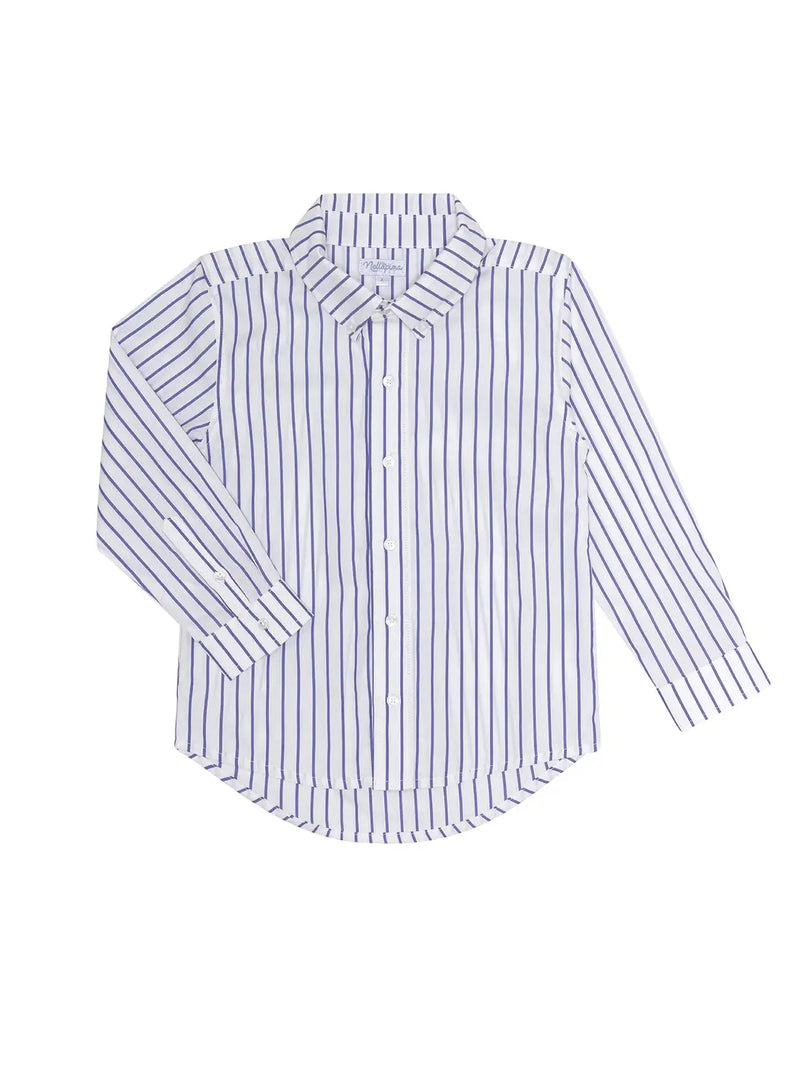 Navy & White Long Sleeve Shirt