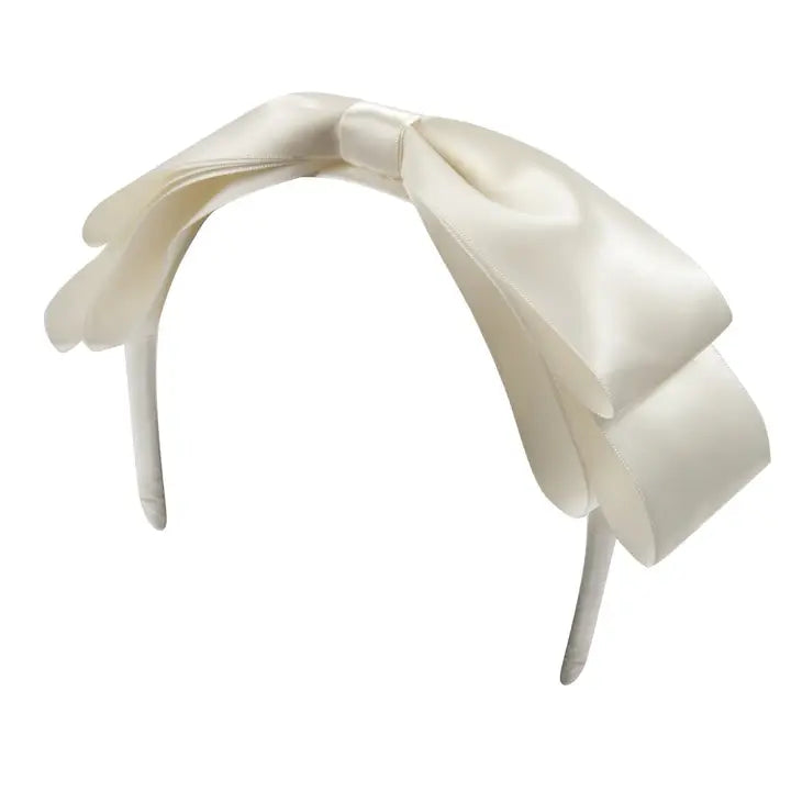 Ivory Satin Layered Bow Headband